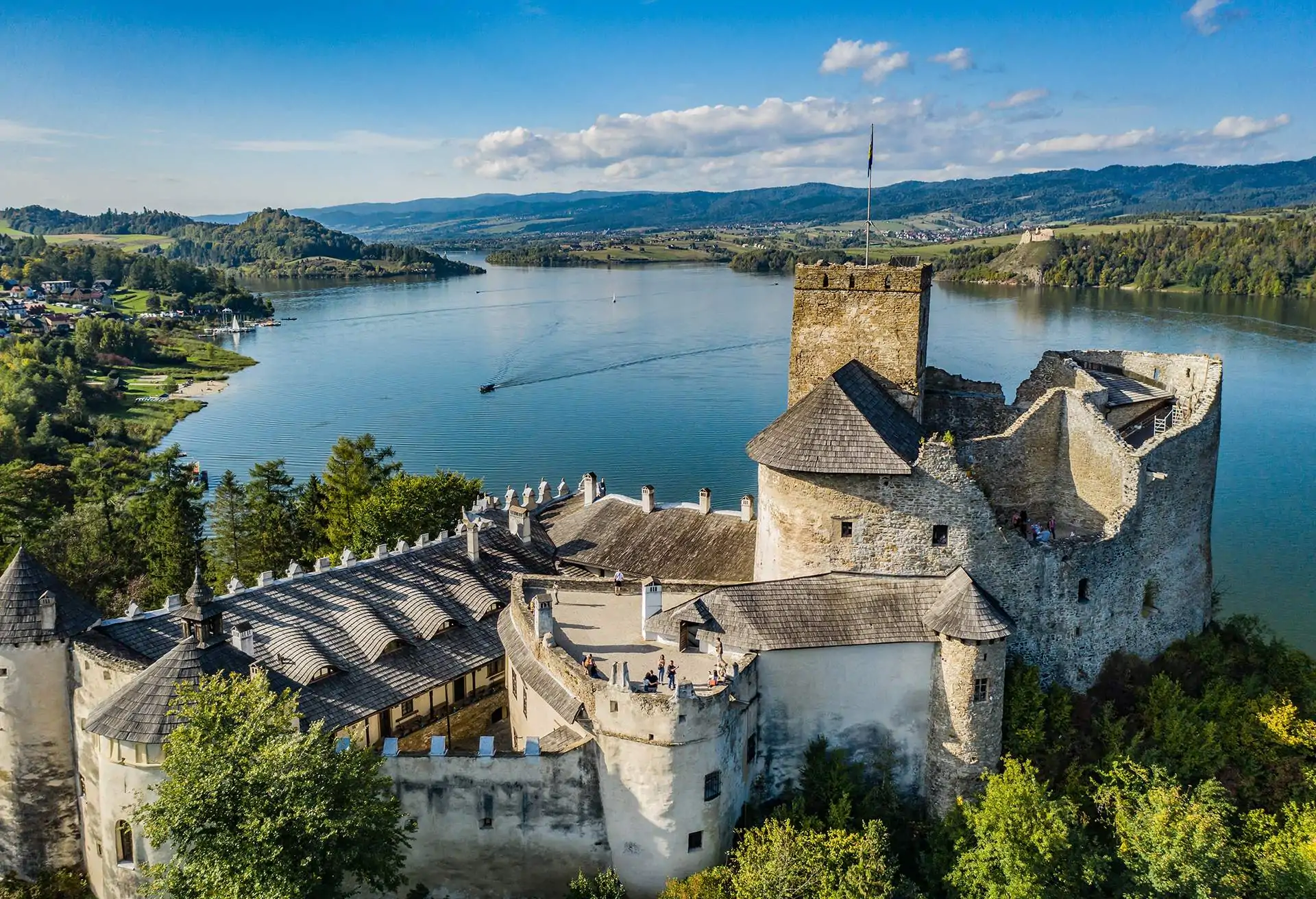 Aerial view of castle at Pieniny National Park, Poland